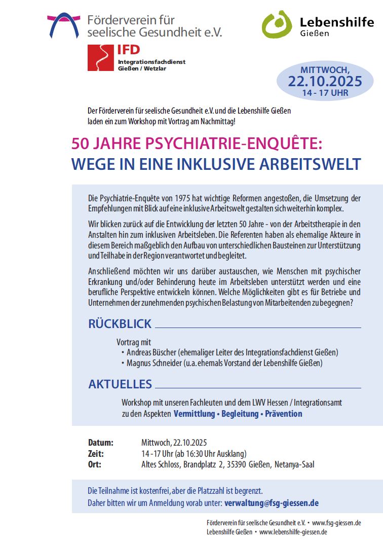 2025 10 22 Flyer Workshop mit Vortrag